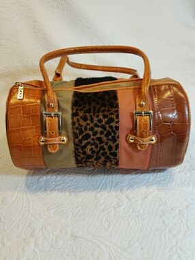 Vintage Max New York Alligator & Snake Pattern Leather Handbag.  70’s - 80’s